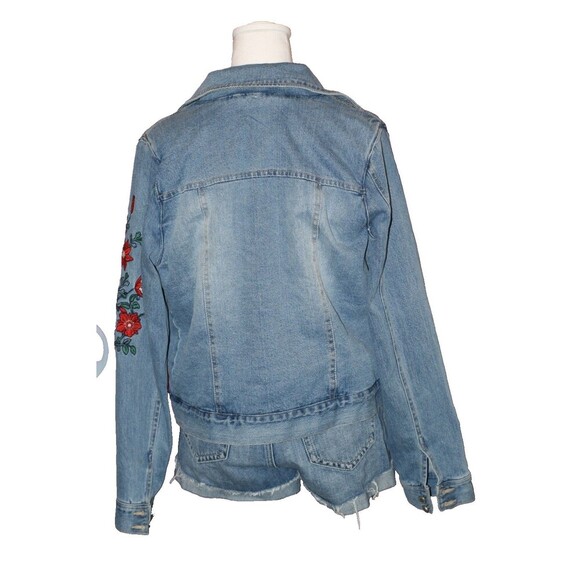 Women’s Jolt Jeans Embroidered Shearling Denim Button Jean Jacket Size Med - Picture 9 of 16